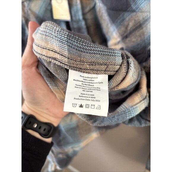 Gioberti Men’s Flannel Shirt Brown Beige Blue Plaid Button Front Size XL NWT - Picture 5 of 6